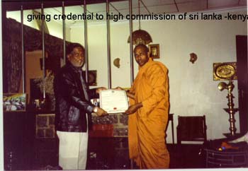 2003 February Giving credential about chief monk for the African continent at Nairobi - Kenya.jpg